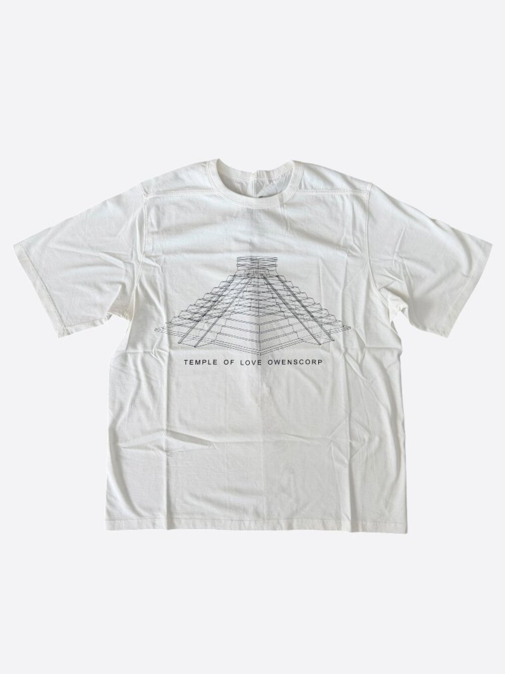Rick Owens White & Black Temple Of Love Owenscorp Graphic T-Shirt